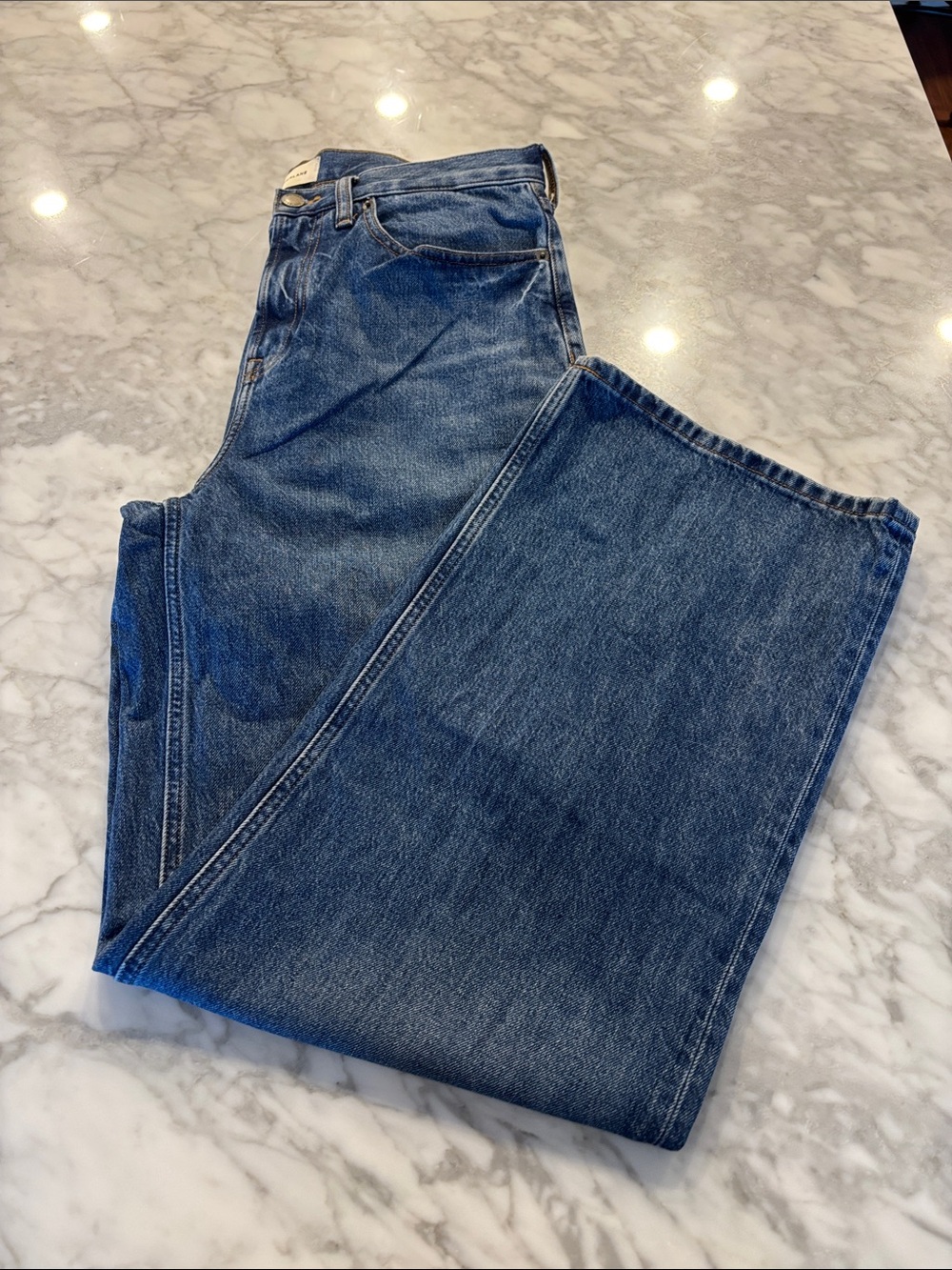 Everlane Indigo Baggy Denim Jeans with Contrast Stitching